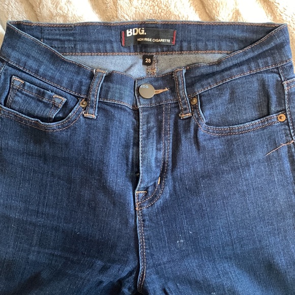 BDG High Rise Cigarette Super Skinny Stretchy Jeans dark indigo urban outfitters - Picture 6 of 8